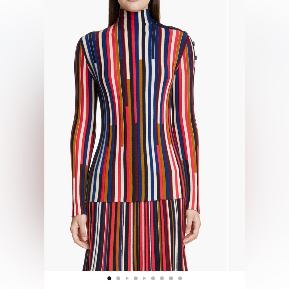 St. John collection fine gauge multicolor turtleneck (scarlet multi, NWT)